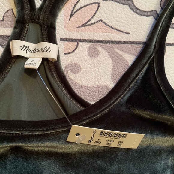 Madewell Green Velvet Racerback Thong Bodysuit S - Picture 5 of 8